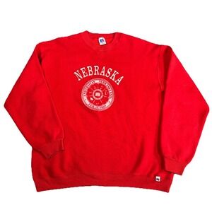 Vintage 80s Nebraska Cornhuskers Sweater Men  XL Red Football College Sweatshirt